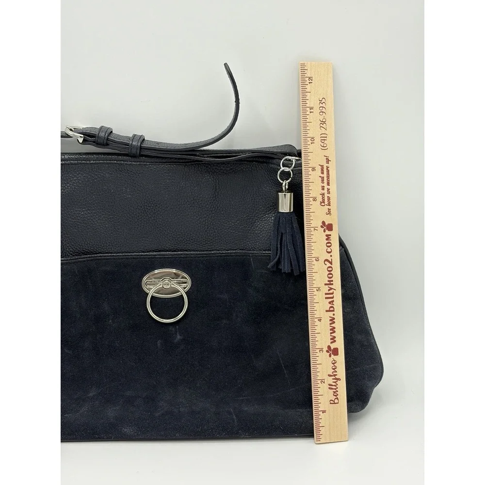 Talbots Suede Leather Hobo Bag Crossbody Purse Deep Navy Womens Luxury Boho Chic